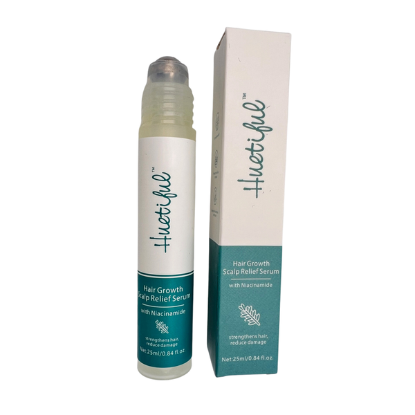Huetiful Hair Growth Scalp Relief Serum with Niacinamide | Roll-On Scalp Treatment | Strengthens Follicles, Reduces Damage & Soothes Scalp | 0.84 fl oz